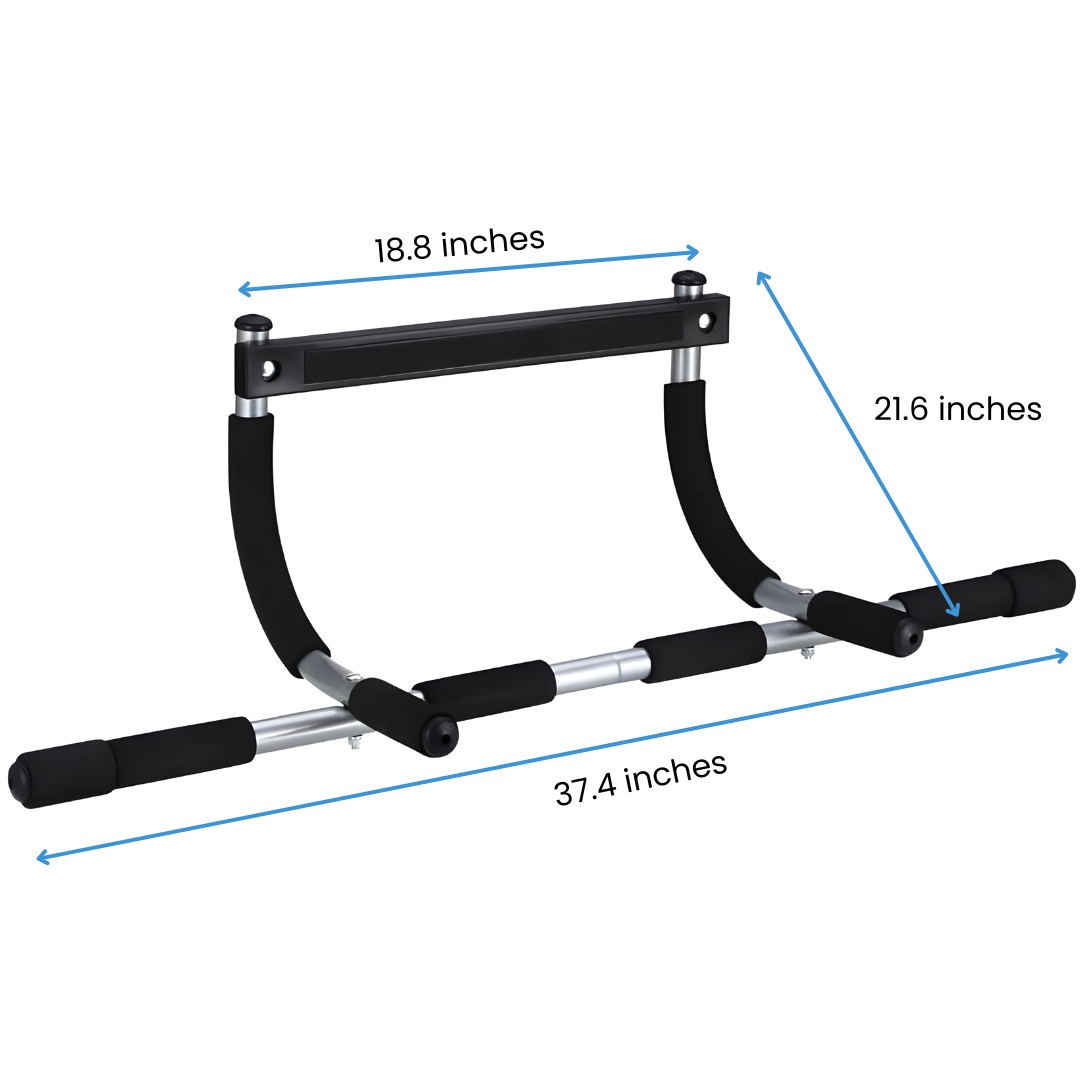 Doorway Pull-Up Bar with green accents on a white background