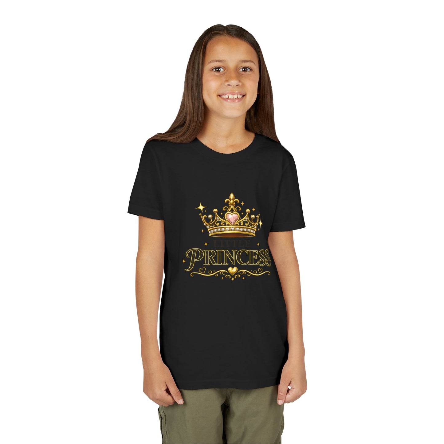 Little Princess Youth Tee — Gold Crown Kids T‑Shirt for Girls