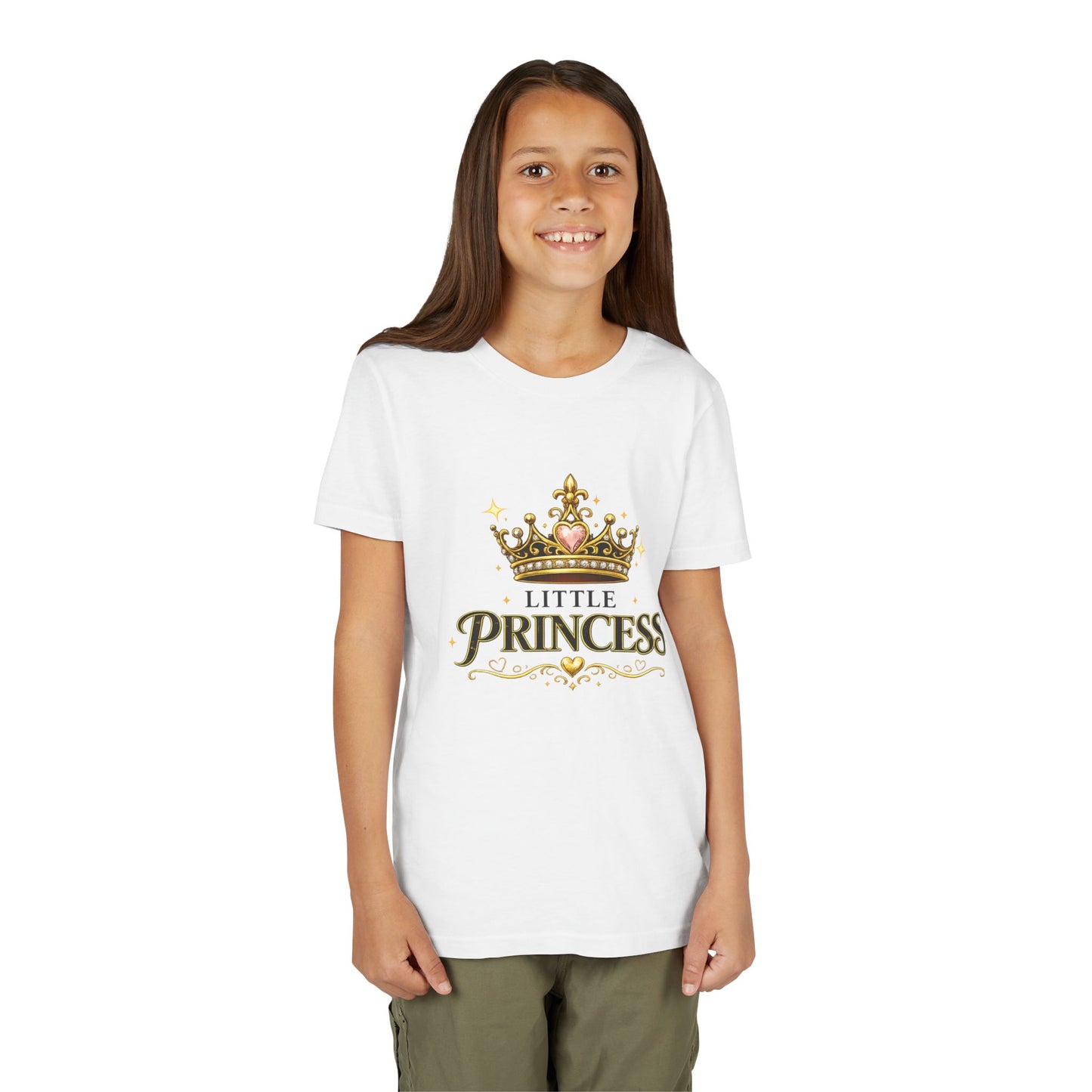 Little Princess Youth Tee — Gold Crown Kids T‑Shirt for Girls