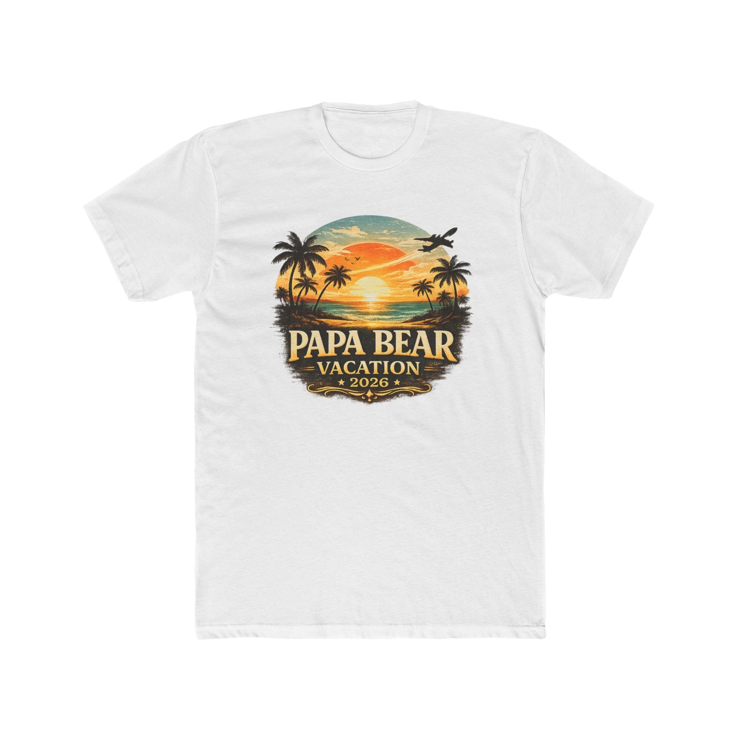 Papa Bear Vacation 2026 T-Shirt — Retro Palm Tree Sunset Tee