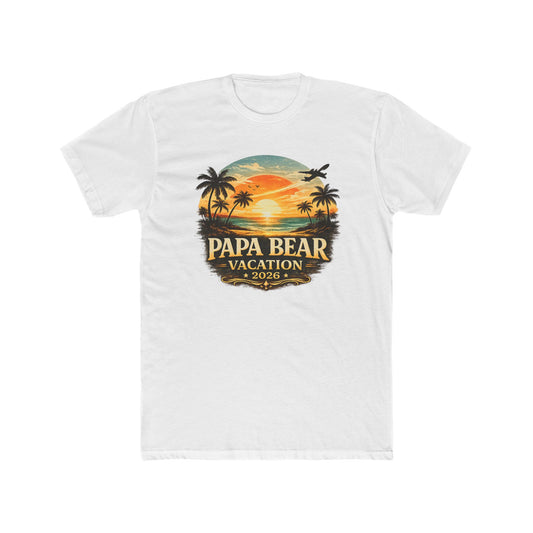 Papa Bear Vacation 2026 T-Shirt — Retro Palm Tree Sunset Tee