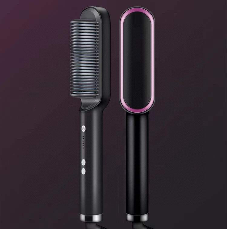 2-in-1 Hair Straightener & Curling Hot Comb – Negative Ion Electric Hair Brush