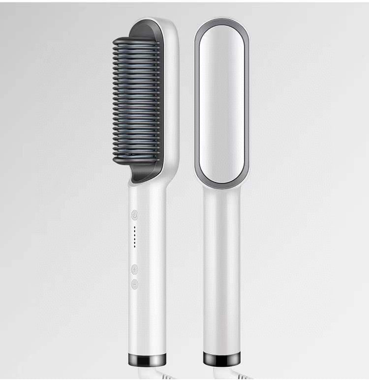 2-in-1 Hair Straightener & Curling Hot Comb – Negative Ion Electric Hair Brush