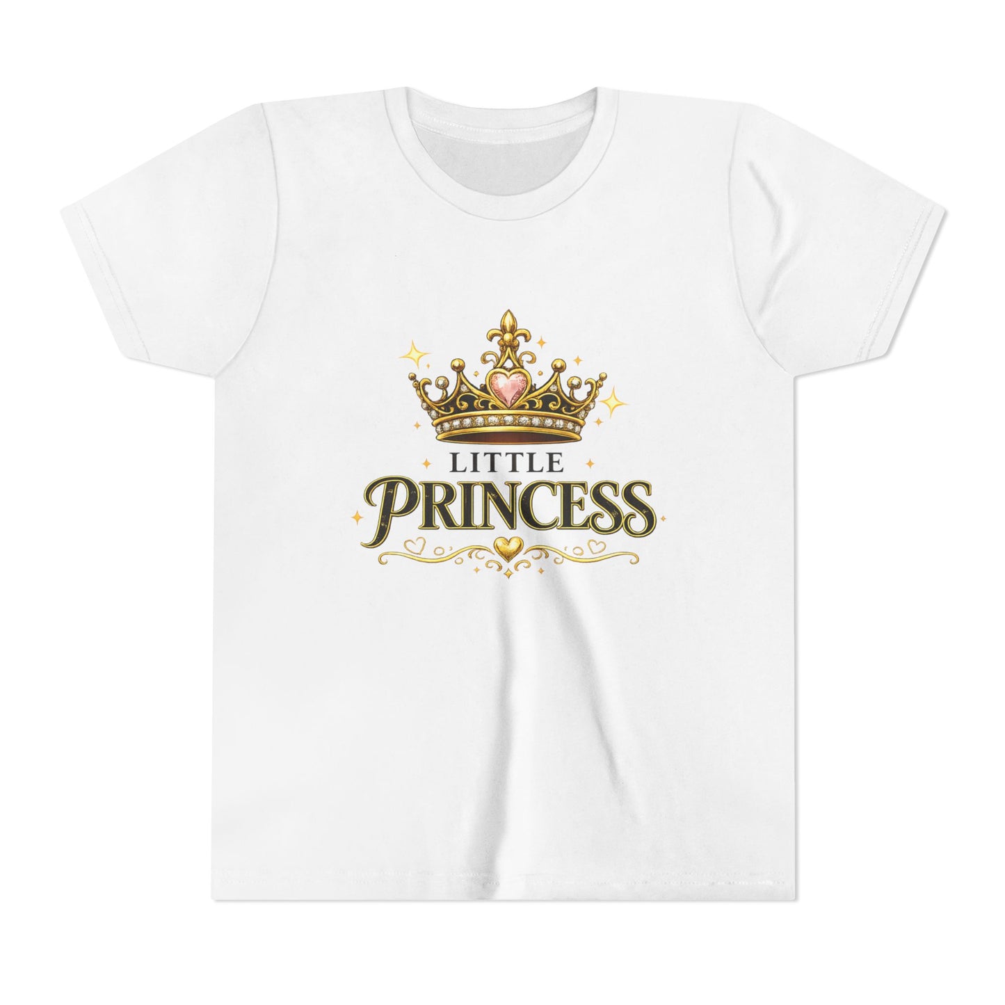 Little Princess Youth Tee — Gold Crown Kids T‑Shirt for Girls