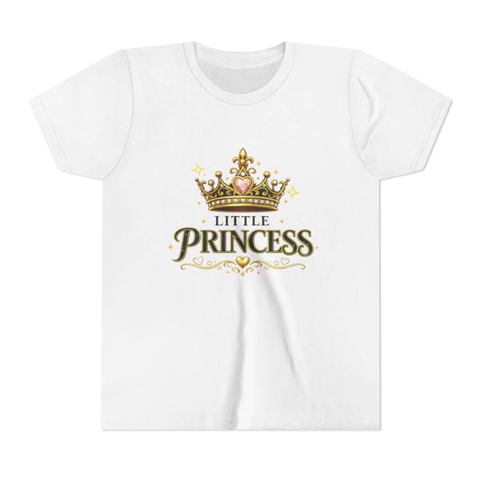 Little Princess Youth Tee — Gold Crown Kids T‑Shirt for Girls