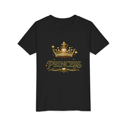 Little Princess Youth Tee — Gold Crown Kids T‑Shirt for Girls