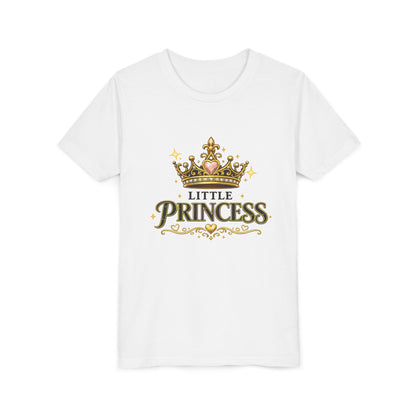 Little Princess Youth Tee — Gold Crown Kids T‑Shirt for Girls