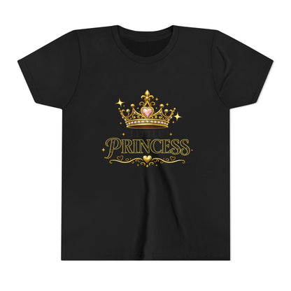 Little Princess Youth Tee — Gold Crown Kids T‑Shirt for Girls