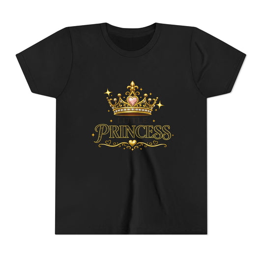 Little Princess Youth Tee — Gold Crown Kids T‑Shirt for Girls