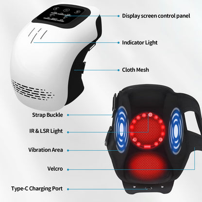 Cordless Knee Massager with LED Screen, Infrared Heat and Vibration Knee sPain Relief for Swelling Stiff Joints