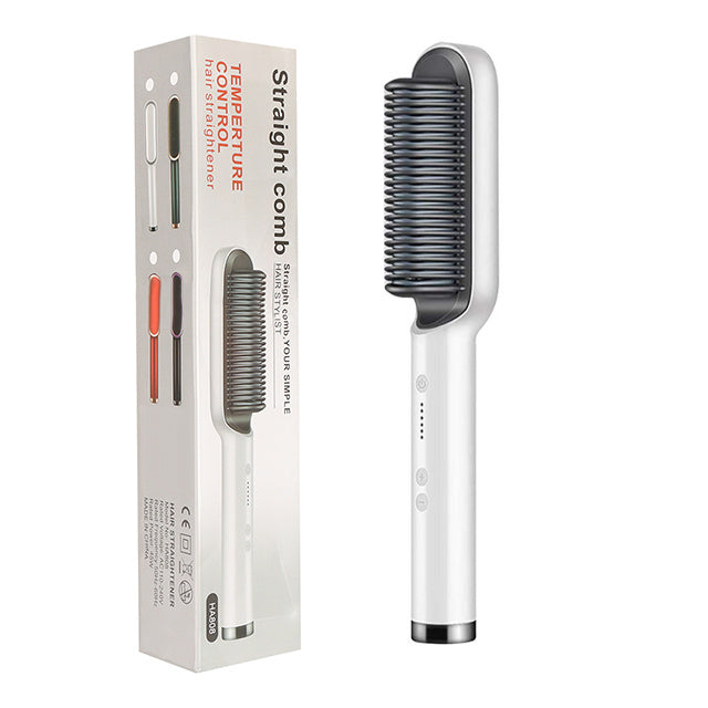 2-in-1 Hair Straightener & Curling Hot Comb – Negative Ion Electric Hair Brush