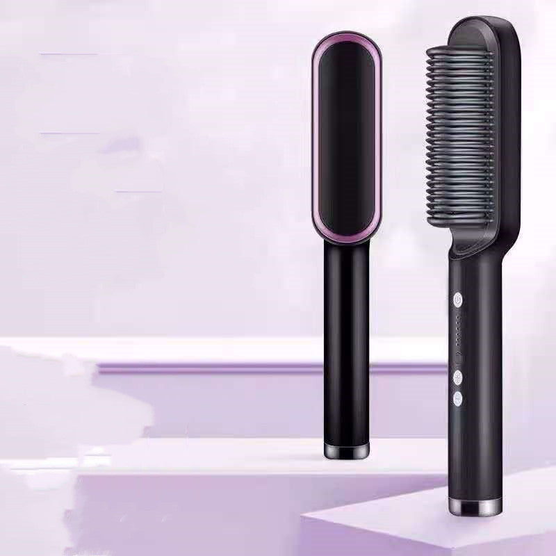 2-in-1 Hair Straightener & Curling Hot Comb – Negative Ion Electric Hair Brush