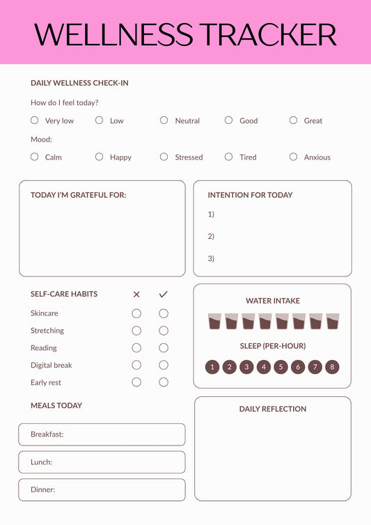 7-Day Glow-Up Wellness Tracker | Printable + Editable Digital Planner