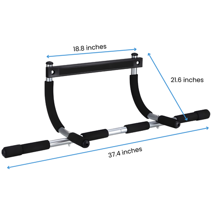 Doorway Pull-Up Bar with green accents on a white background