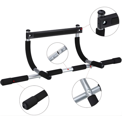Gymnastic Doorway Pull-Up Bar with close-up details on a white background