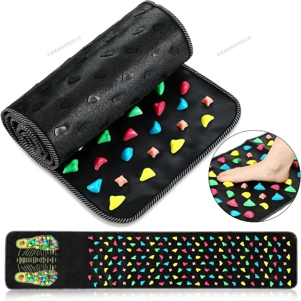 Foot Massage Reflexology Mat – Acupressure Walk Stone Road Mat with Chart for Full-Body Wellness