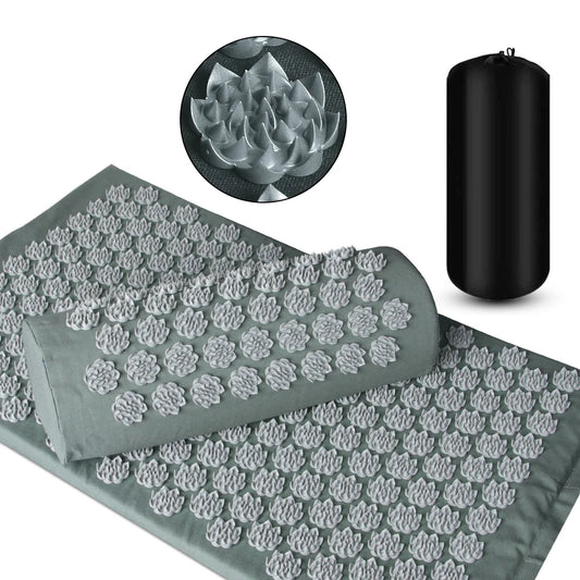 Ensemble Tapis et Oreiller d'Acupression – Tapis de Massage à Picots pour une Relaxation Complète du Corps