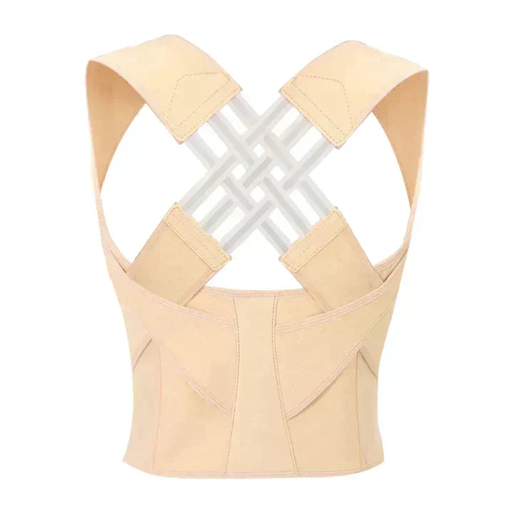Beige back brace on a white background