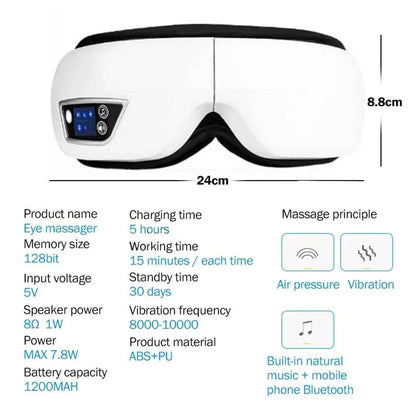 6D Smart Vibration Eye Massager Airbag Compress Eye Care Instrument Bluetooth Music Eye Massage Sleepping Mask Eye Relax Fatigue