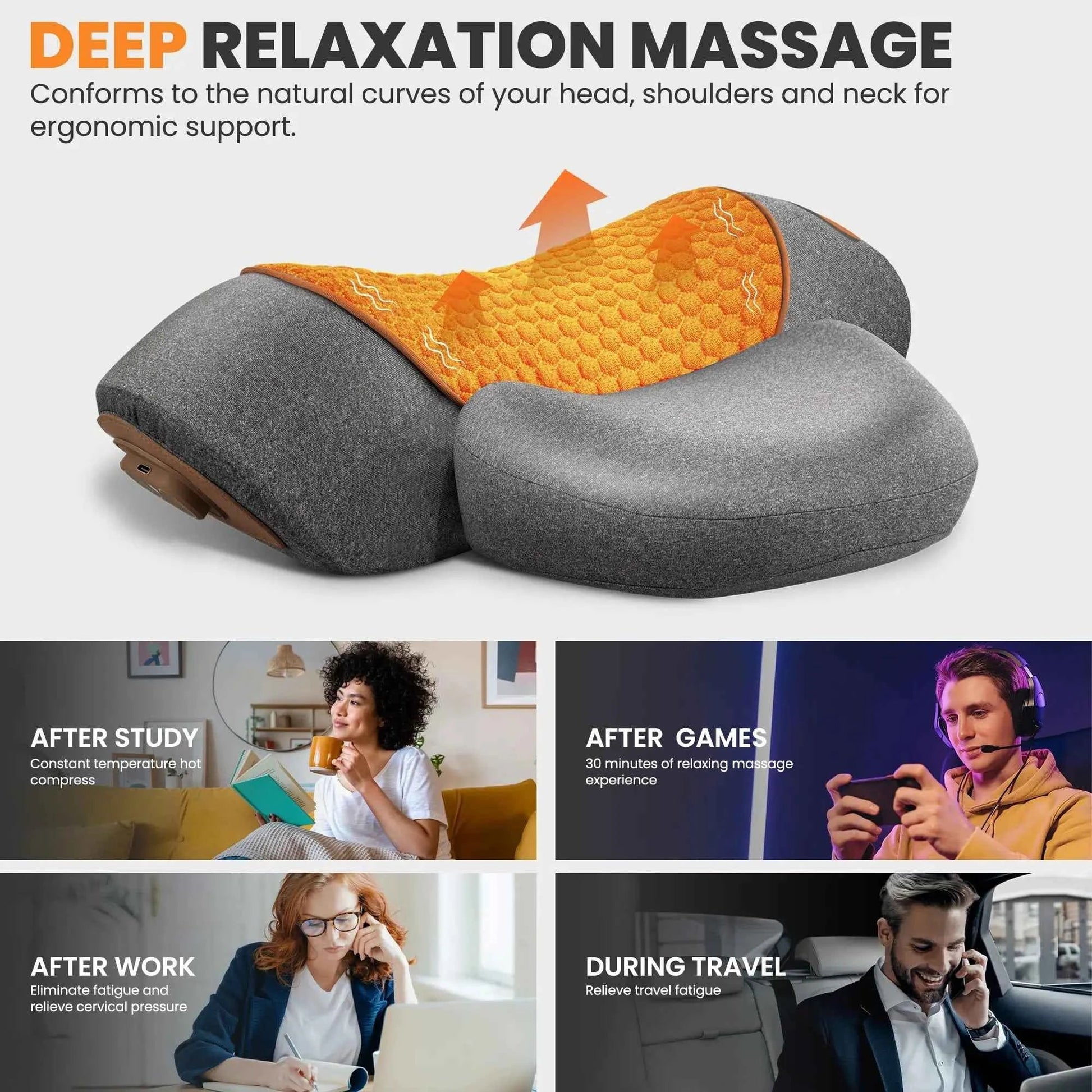 Electric Neck Massager Cervical Pillow Hot Compress Neck Stretch Heating Vibration Neck Shoulder Massage Pillow Back Traction