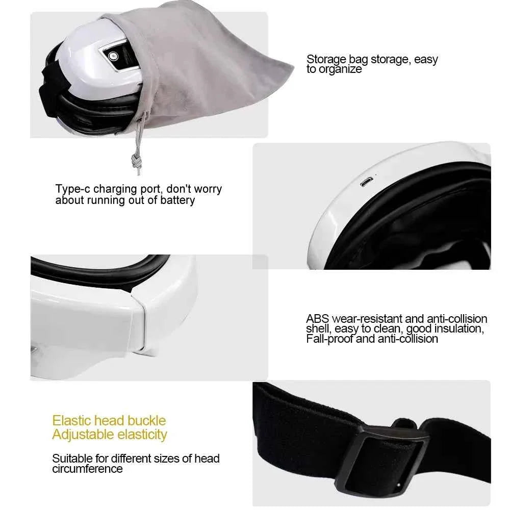 6D Smart Vibration Eye Massager Airbag Compress Eye Care Instrument Bluetooth Music Eye Massage Sleepping Mask Eye Relax Fatigue
