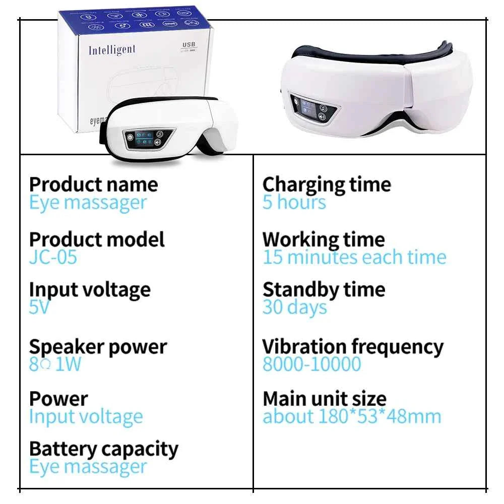 6D Smart Vibration Eye Massager Airbag Compress Eye Care Instrument Bluetooth Music Eye Massage Sleepping Mask Eye Relax Fatigue