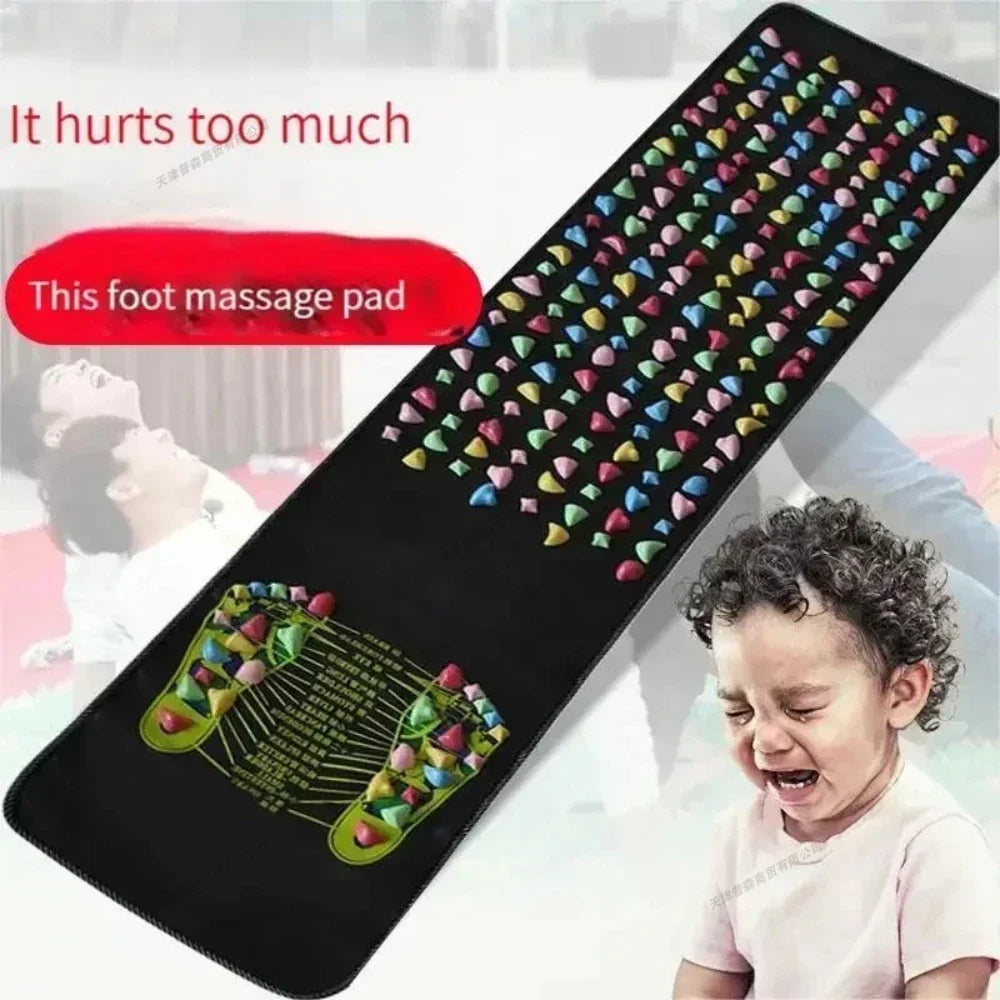 Foot Massage Reflexology Mat – Acupressure Walk Stone Road Mat with Chart for Full-Body Wellness