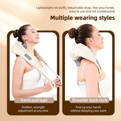 Foreverlily 26W Brushless Motor Neck And Shoulder Massager Wireless Shoulder And Back Kneading Massage Shawl Neck masajeador