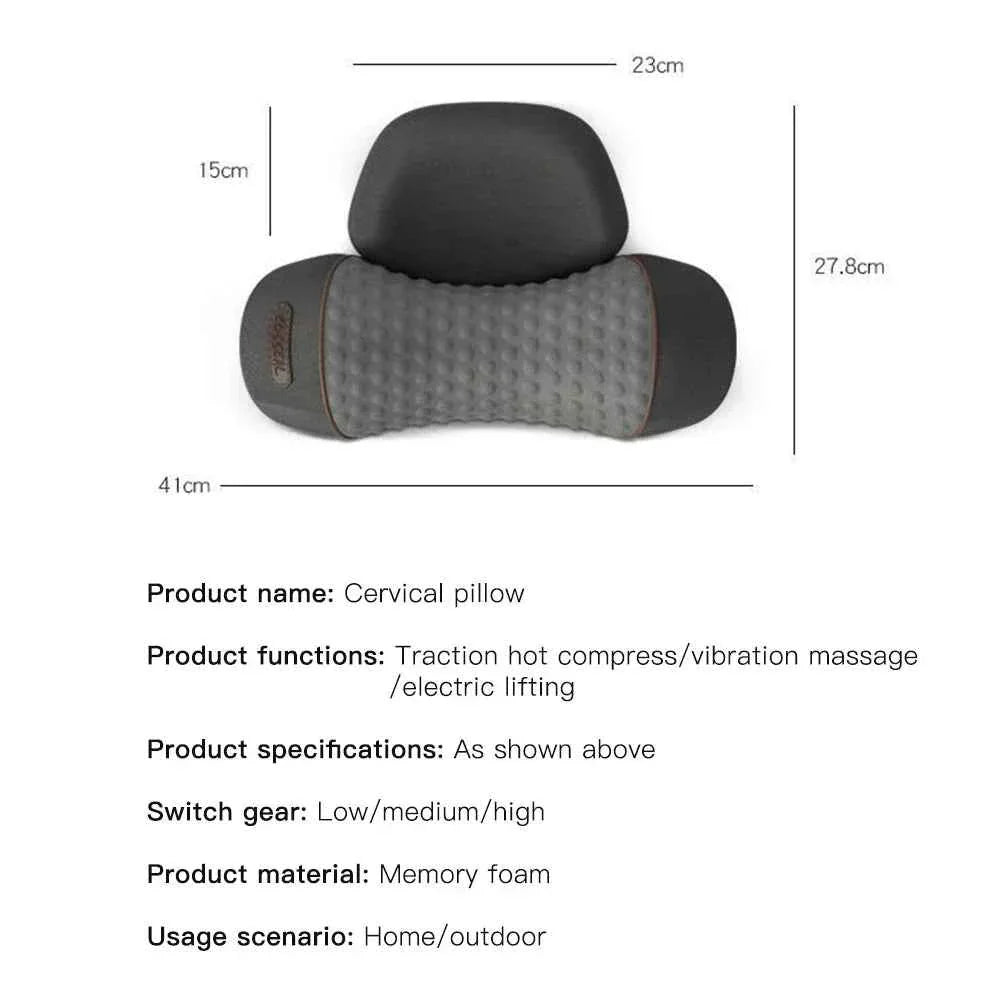 Electric Neck Massager Cervical Pillow Hot Compress Neck Stretch Heating Vibration Neck Shoulder Massage Pillow Back Traction