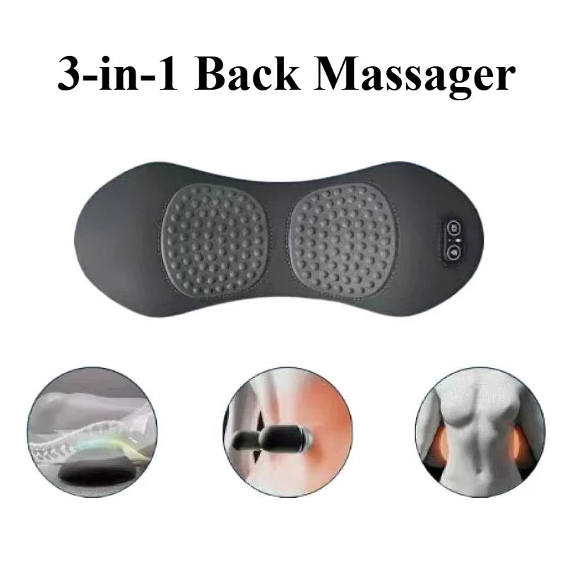 3-in-1 Back Massager for Pain Relief:  Heated Shiatsu Lumbar Pillow