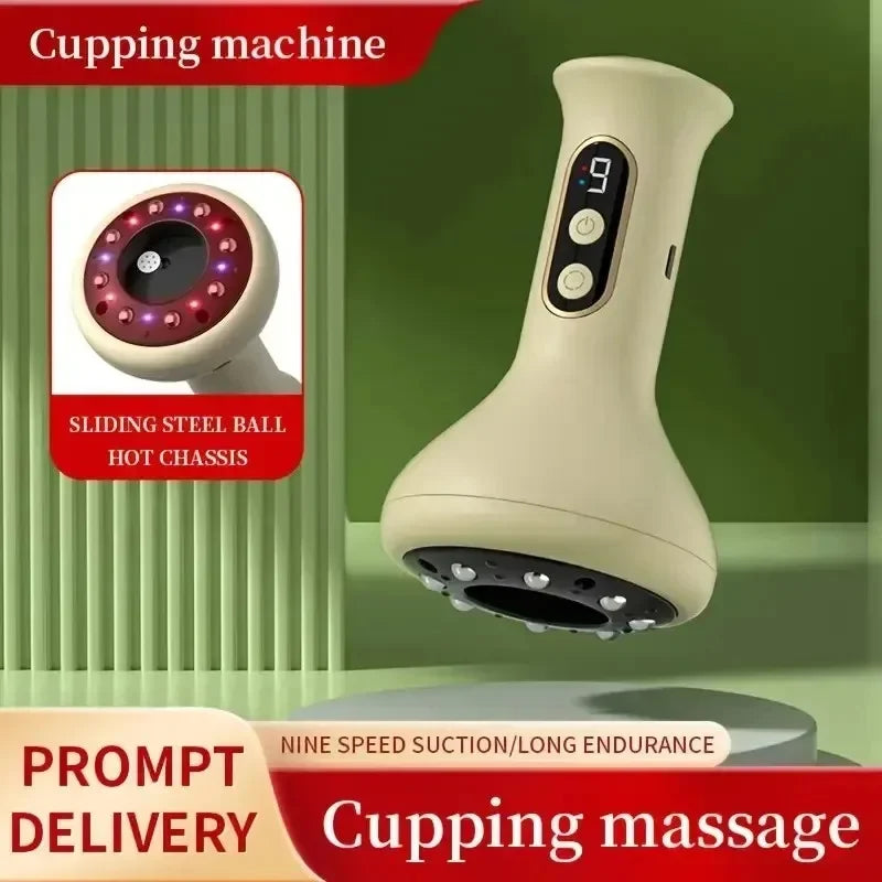 Electric Cupping Massager – 9-Level Adjustable Suction Heat & Light Therapy