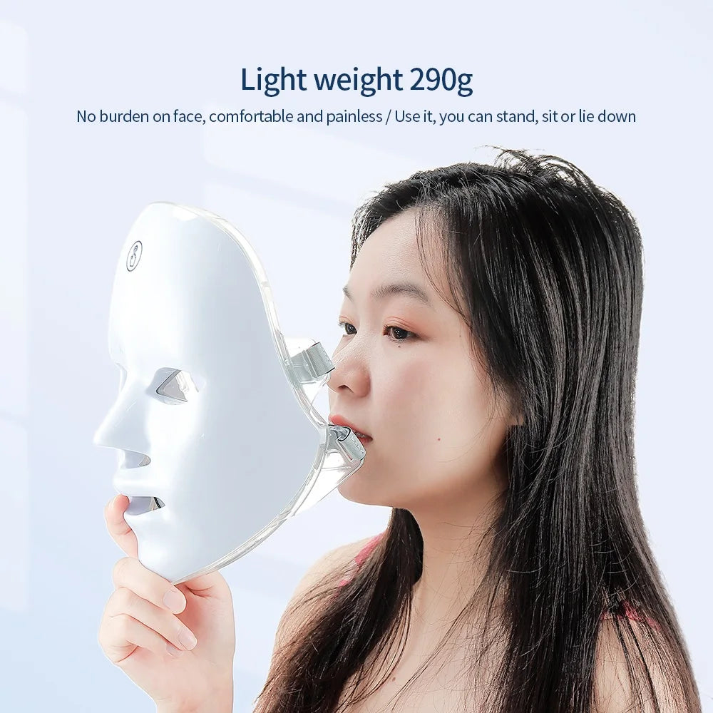 Wireless 7-Color LED Face & Neck Beauty Mask – Photon Therapy Skin Rejuvenation Device