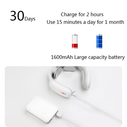 Battery life and charging information with a white electronic device on a light gray background