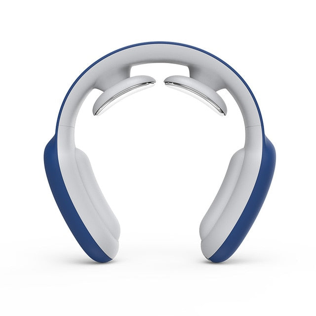 Necklace with blue and silver design on a white background