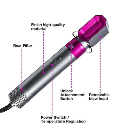 6 in 1 Professional Hot Air Styler & Blow Dryer Brush, Powerful Air Curling Wrap Styler