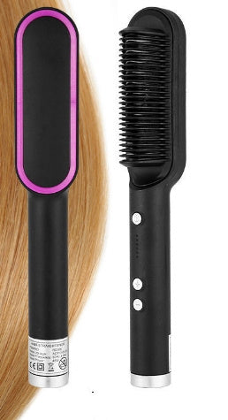 2-in-1 Hair Straightener & Curling Hot Comb – Negative Ion Electric Hair Brush