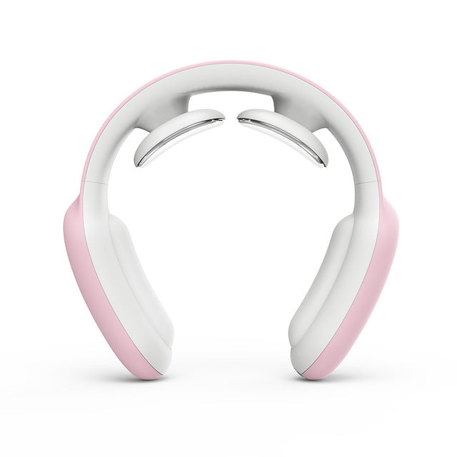 White and pink neck massager on a white background